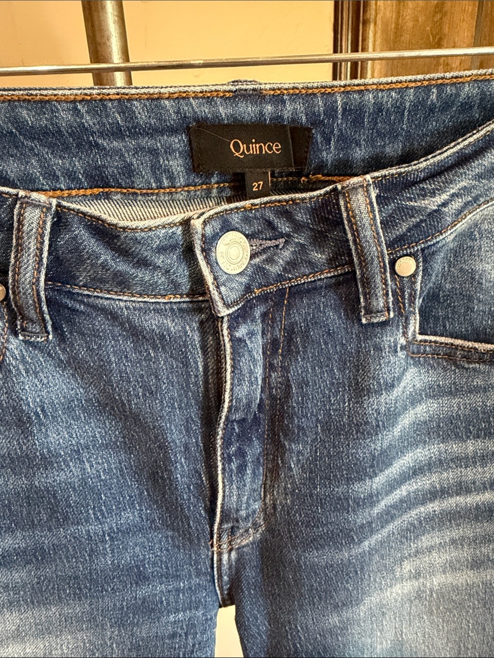 Quince Women's Bella Relaxed Straight Leg Jeans in Atlantic Blue Wash - Picture 2 of 7